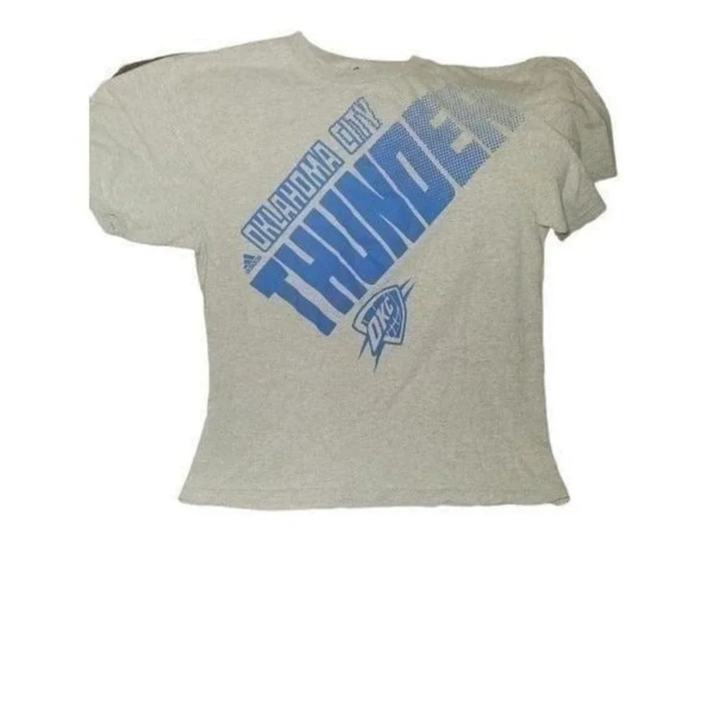 Oklahoma City Thunder NBA T-Shirt Mens Size L Gray Blue Graphic Print Sportswear